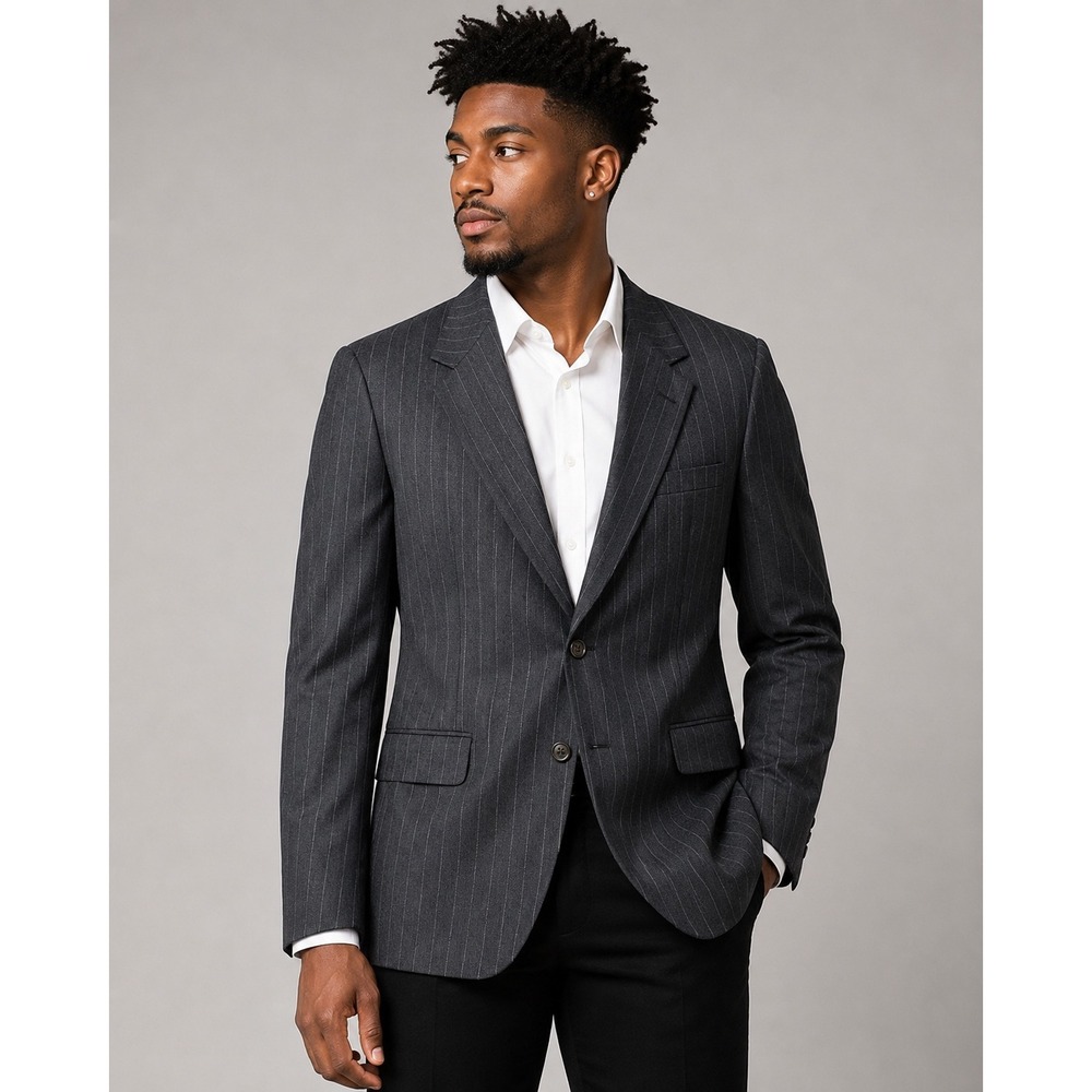 Nino Cerruti Rue Royale Mens Pinstripe Blazer Charcoal Grey 2-Button USA Made